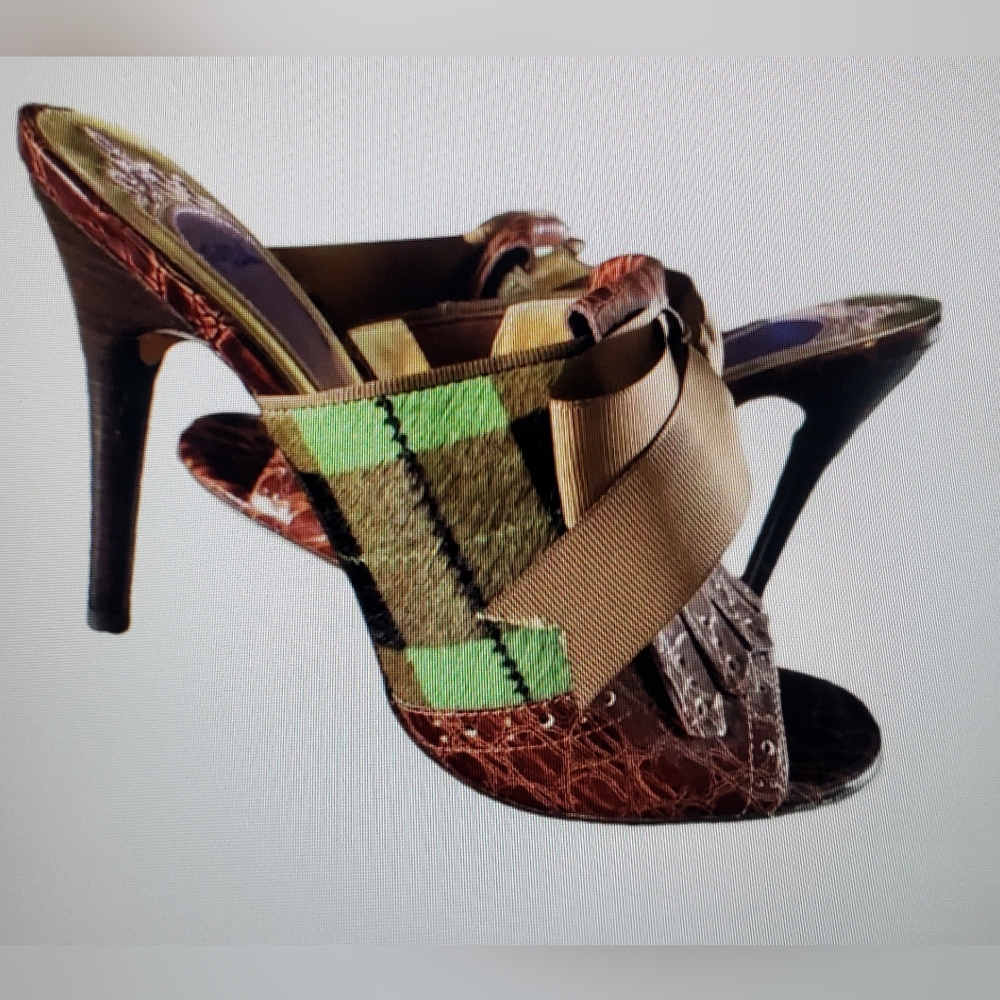 HALE BOB OPEN TOE GRN PLAID
